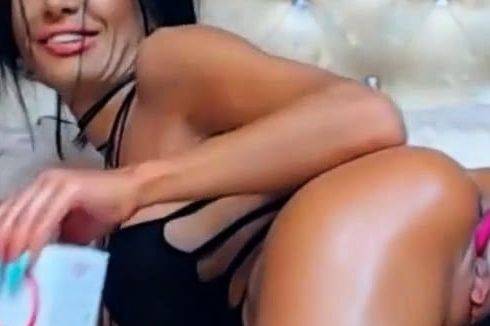 Busty curly brunette with big boobs fucks on couch on pornoboobs.com