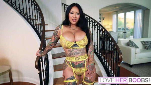 JOI Featuring Busty Asian Connie Perignon with Tattoo on pornoboobs.com